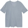 Bamboo joint cotton thin T-shirt, summer laid-back and casual style, U-neck loose and slightly transparent short-sleeved new versatile and breathable top for women Item Picture